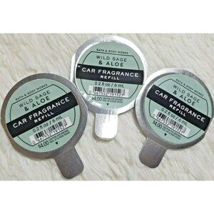 3 WILD SAGE ALOE Car Fragrance Refill Bath Body Works 0.2 oz New